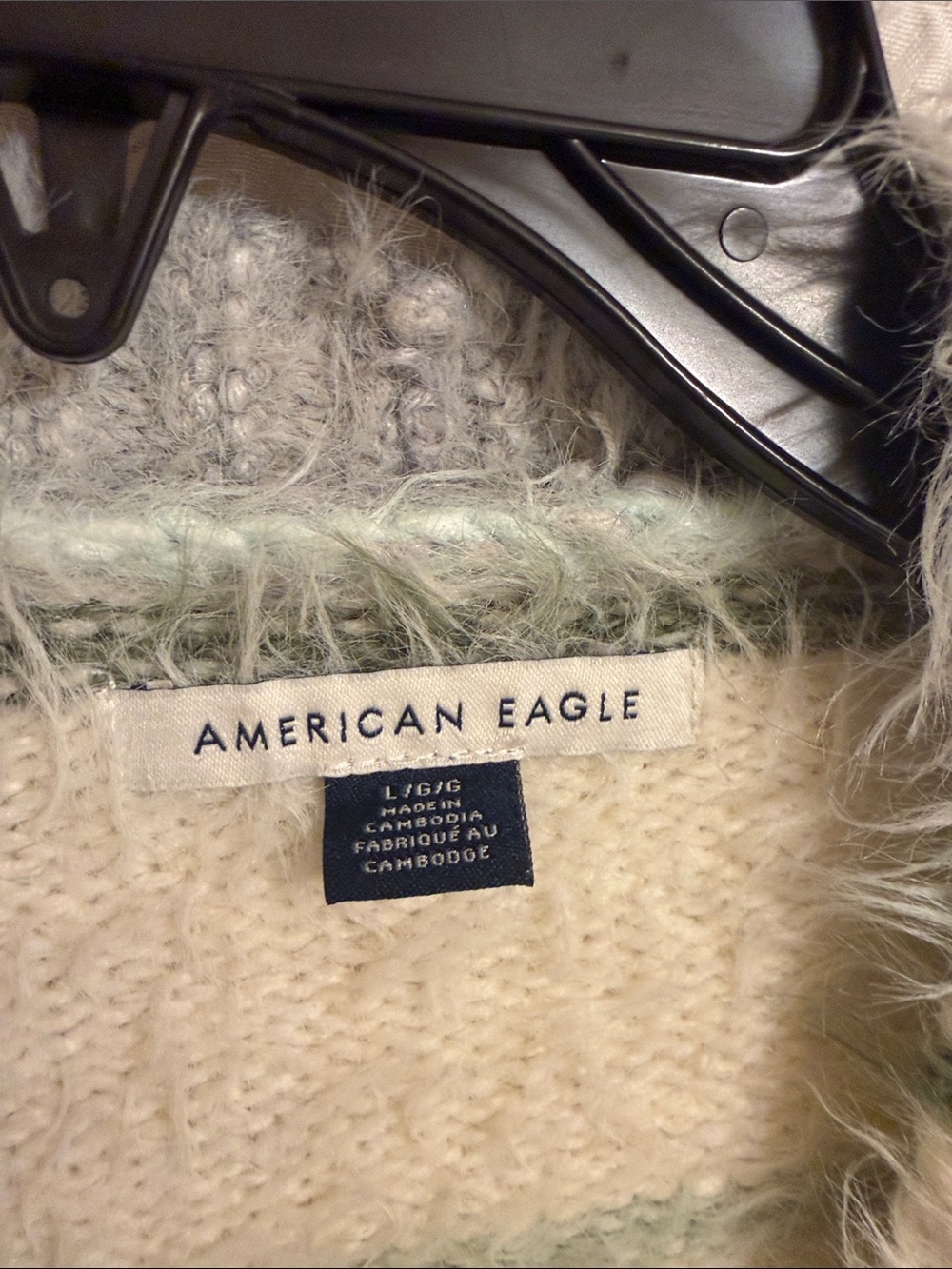 American Eagle Outfitters Striped Open-Front Cardigan - Sage, Cream & Gray - Picture 2 of 3